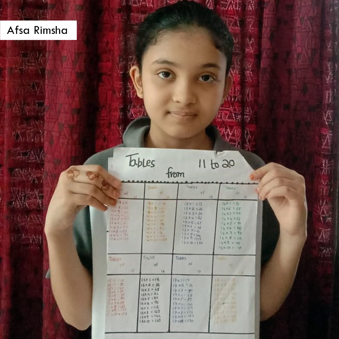 MATHEMATICS ACTIVITY - TABLE CHART | The Yenepoya School, Mangalore